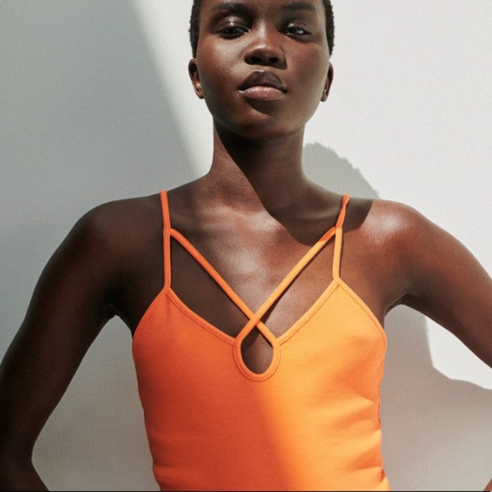 Orange cross front top Zara
